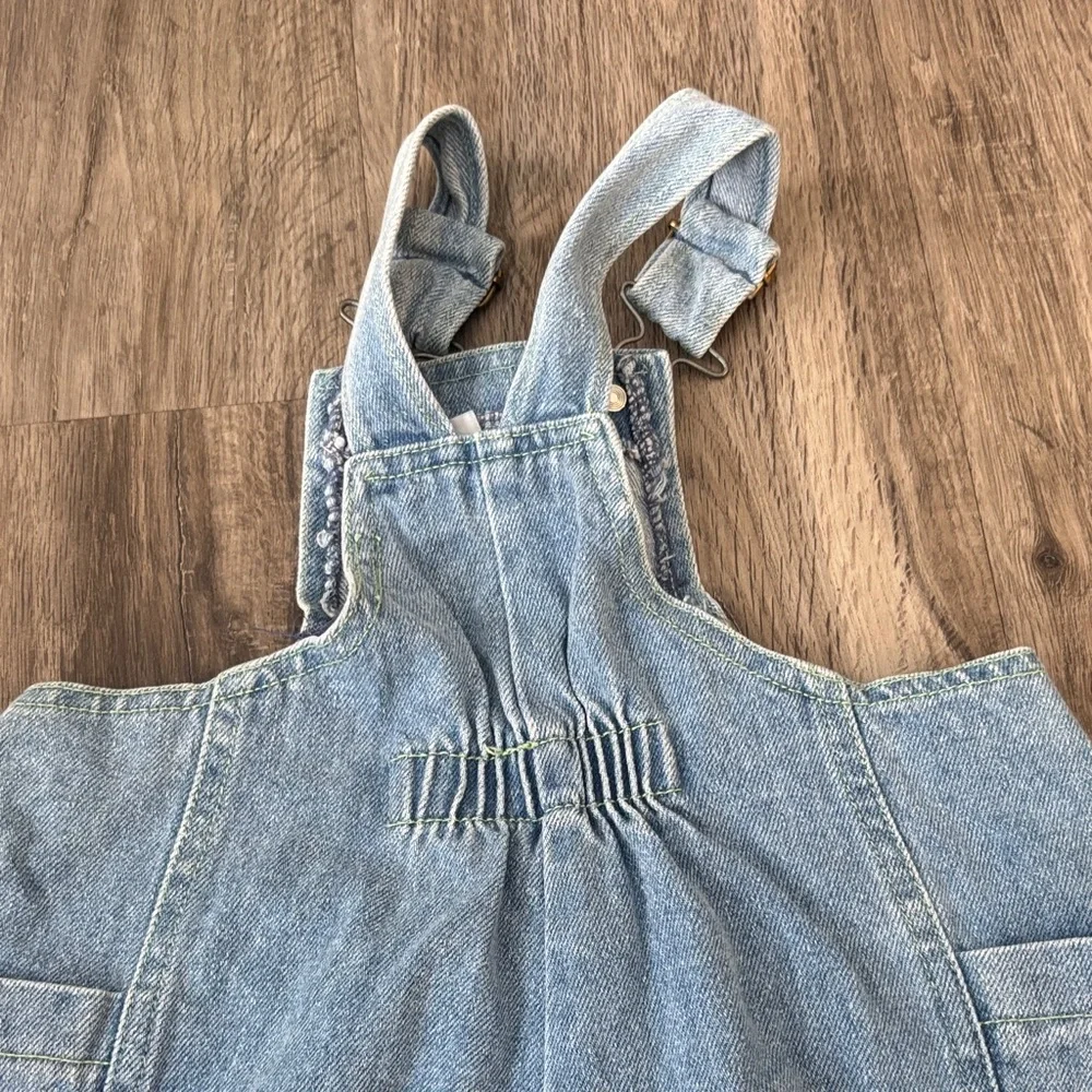 Minnie Mouse garden Disney Light Blue Denim Kids Overalls vintage wide leg 3T - Picture 8 of 9